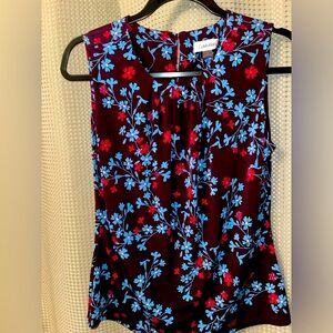 Calvin Klein Purple/Blue Floral Print Sleeveless Top SZ M